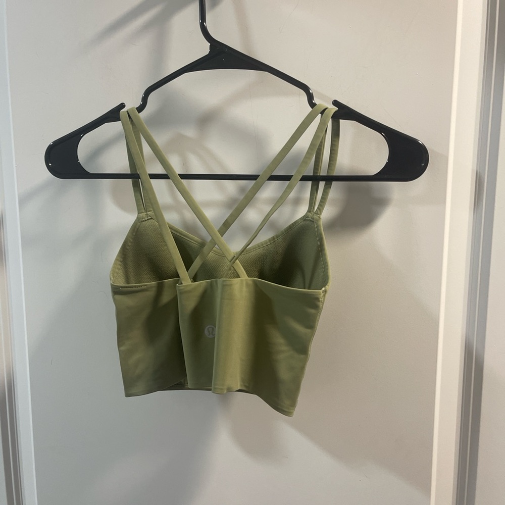Lululemon No Size Tags PTP 12 Green Strappy Crop Top Very Good Condition - Picture 2 of 3